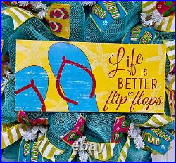 Life Is Better In Flip Flops Summer Wreath Handmade Deco Mesh