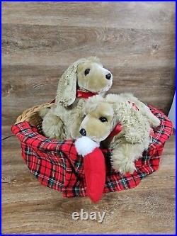 Lifesize Animated Christmas Puppies Bed Cocker Spaniel Holiday Animals Dogs