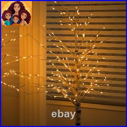 Lighted Birch Tree, 2 Pack 6 Feet 144 Warm White Lights, Prelit White Artificial