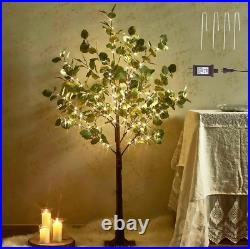 Lighted Eucalyptus Tree Plug in 4FT 160 Warm White LED Artificial Greenery Tree