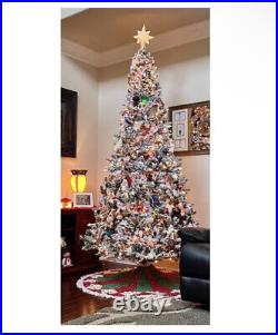 Lighted Flocked Green Spruce Artificial Christmas Tree 7 Foot