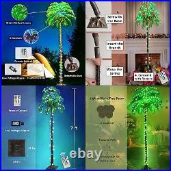 Lighted Palm Tree Color Changing Artificial Fake Palm Tree Remote Lights LED 7FT