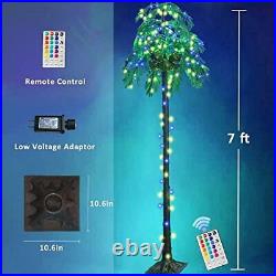 Lighted Palm Tree Color Changing Artificial Fake Palm Tree Remote Lights LED 7FT