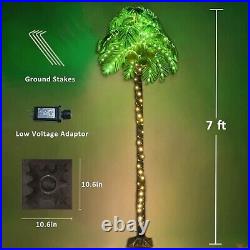 Lighted Palm Trees, 7FT 187 LED Artificial Palm Tree with 5 Coconuts, Light U