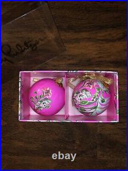 Lilly Pulitzer 2021 Christmas COMPLETE GWP SET 6 Ornaments & Organizer Case NWT