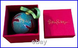 Lilly Pulitzer Hand Painted Glass Ornament Pink Blue Starfish Shells + Box 2013