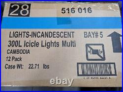 Lot Of 12 Home Accents Holiday 300 Mini Incandescent Icicle Lights Multi-color