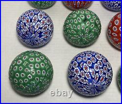 Lot Of 15 Murano Glass Ball Christmas Ornament Red Green Blue