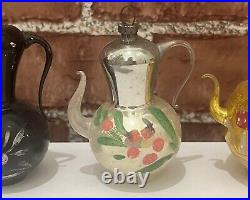 Lot of 15 Vintage 2 Blown Glass Tea Pot Ornaments Red, Black, Pink, Ivory, More