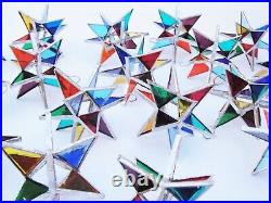 Lot of 25! Stained Glass Moravian STARS Iridescent CLEAR Handmade FIESTA COLOR
