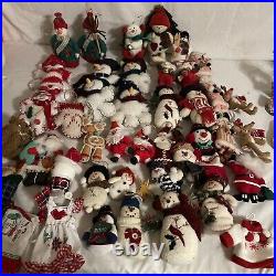 Lots Of 45 Christmas Ornaments Snowmen, Santa, Reindeer And Mittens