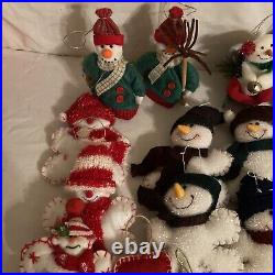 Lots Of 45 Christmas Ornaments Snowmen, Santa, Reindeer And Mittens