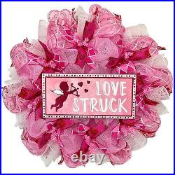 Love Struck Valentines Day Wreath Handmade Deco Mesh 24 inch