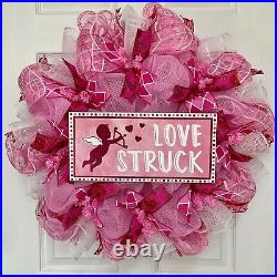 Love Struck Valentines Day Wreath Handmade Deco Mesh 24 inch