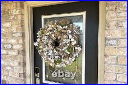Magnolia & Cotton, Deco Mesh Front Door Wreath, Farmhouse Farm Style Home Decor