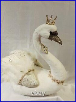 Mark Roberts Christmas Swan Figurine 19 inches with Crown