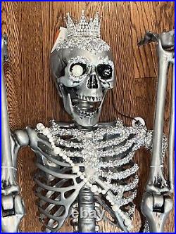 Martha Stewart Glitter Glam Skeleton Silver Light Up LED Halloween Decor New