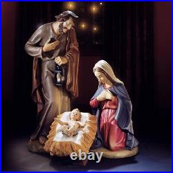 Mary and Joseph Adoring Baby Jesus 3 Piece Nativity Set for Advent Decor 24 In