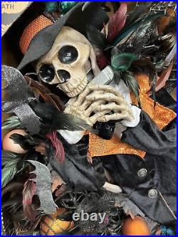 Member's Mark 36 Pre-Lit Musical Skeleton Halloween Wreath New
