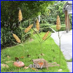 Metal Autumn Harvest Corn Stalk Decoration Set of 3 Decor Yard Lawn Garden Stake