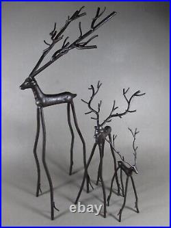 Metal Twig Sculpted Reindeer Rustic Christmas Decor Dark Brown 16 / 10 / 7
