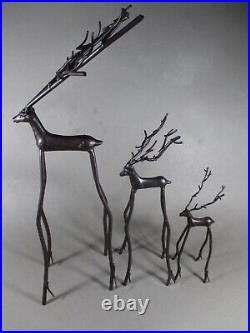 Metal Twig Sculpted Reindeer Rustic Christmas Decor Dark Brown 16 / 10 / 7