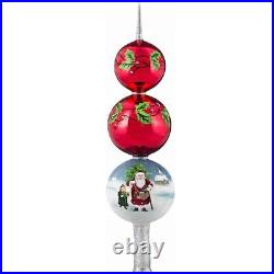 Metzler Brothers Father Frost Santa Finial Polish Glass Christmas Tree Topper