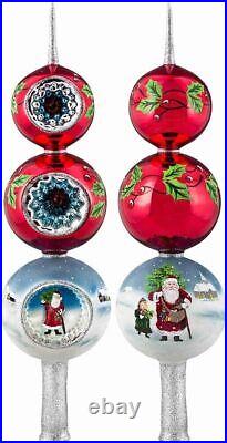 Metzler Brothers Father Frost Santa Finial Polish Glass Christmas Tree Topper