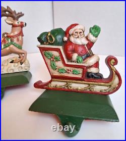 Midwest Cannon Falls Santa & 4 Reindeer Stocking Holder Hangers Cast Iron Rare
