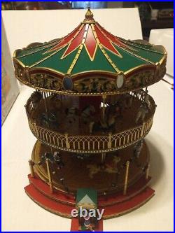 Mr. Christmas Nottingham Fair Double Decker Holiday Music Light Up Carousel wBox