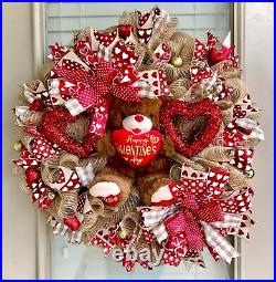 NEW 28 Valentine's Day red wreath with bear FREE SHIPPING