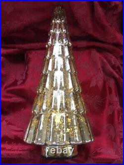 NEW FLAWLESS Stunning CRATE & BARREL Gold Translucent Glass 17.5 CHRISTMAS TREE