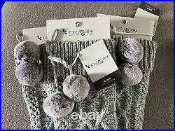 NEW Koolaburra By Ugg Carla Cable Knit Tree Skirt 54 & 3 Stocking Bundle Gray