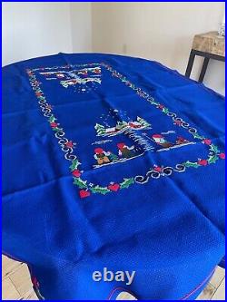 NEW Outstanding Norwegian Large Christmas Embroidered Tablecloth Nisse Church