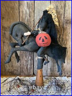 NEW! Primitive Fall Halloween Handcrafted Sleepy Hollow HEADLESS HORSEMAN Decor