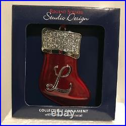 NEW REGENT SQUARE Studio Design Collectible Christmas Ornaments Crystal Letter