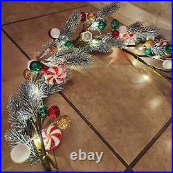 NEW S/2 Pottery Barn Peppermint Twist Bauble String Light UP Lit 6ft GARLAND