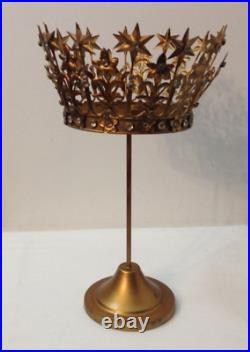 NIB Anthropologie/Terrain Starry Crown on Stand Burnished Gold Candle Xmas