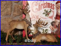 NIB RAZ 13.5 Set 2 Reindeer Deer Pinecone Christmas Figurine Table Decor Prop
