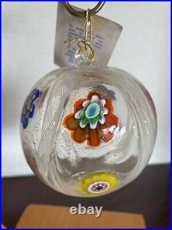 NIB Vintage D'Este P Millefiori Latticino Ribbon Murano Glass Ornament Venezia