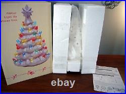 NOS Vintage Cracker Barrel Glitter Ceramic Light Up Christmas Tree In Box HTF