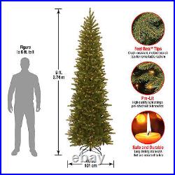 National Tree Company 9 Foot Fir Slim Christmas Tree with Stand and Lights (Used)