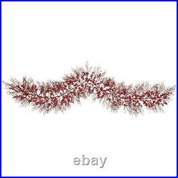 Nearly Natural Holiday Decorations 6-FT Red Plastic Christmas Garland Berries