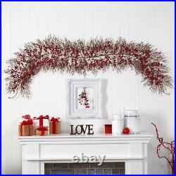 Nearly Natural Holiday Decorations 6-FT Red Plastic Christmas Garland Berries