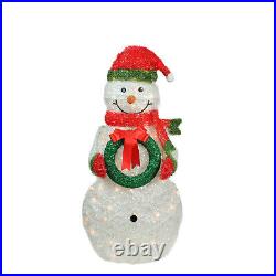 Northlight 38 Lighted Tinsel Snowman Wreath Christmas Yard Decor
