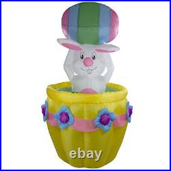 Northlight 5.5' Inflatable Animated Easter Bunny Basket Yard Decor