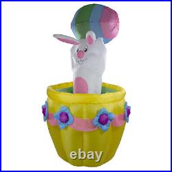 Northlight 5.5' Inflatable Animated Easter Bunny Basket Yard Decor