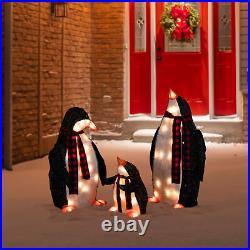 Northlight Set of 3 Lighted Penguin Family Outdoor Christmas Yard Decoration