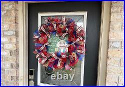 Nutcracker Toy Soldier Christmas New Year Deco Mesh Front Door Wreath Decoration
