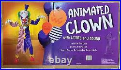 OPEN BOX Clown Prop Animated 9' LED Eyes Spooky Phrases Music Motion Halloween
